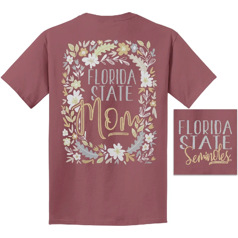 Image One Comfort Colors Women's Florida State Seminoles Mom Design Short Sleeve T-shirt - Brick