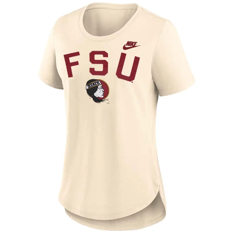 Nike Women's Vault FSU Lady Seminole Logo Legacy Short Sleeve Tri-blend T-shirt - Natural