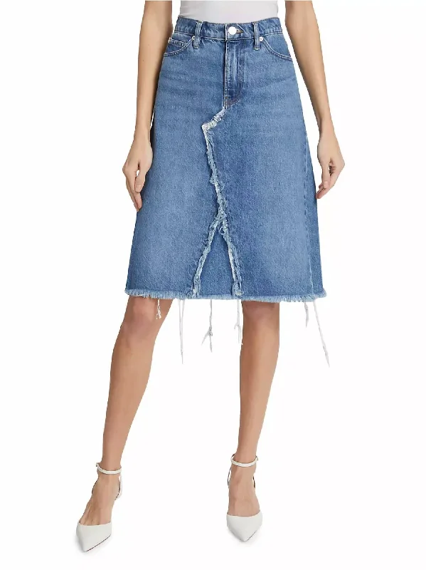 Deconstructed Denim Midi Skirt In Mabel