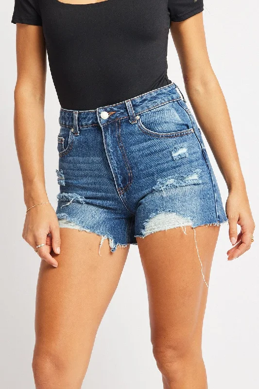 Denim Relaxed Short High Rise Ripped