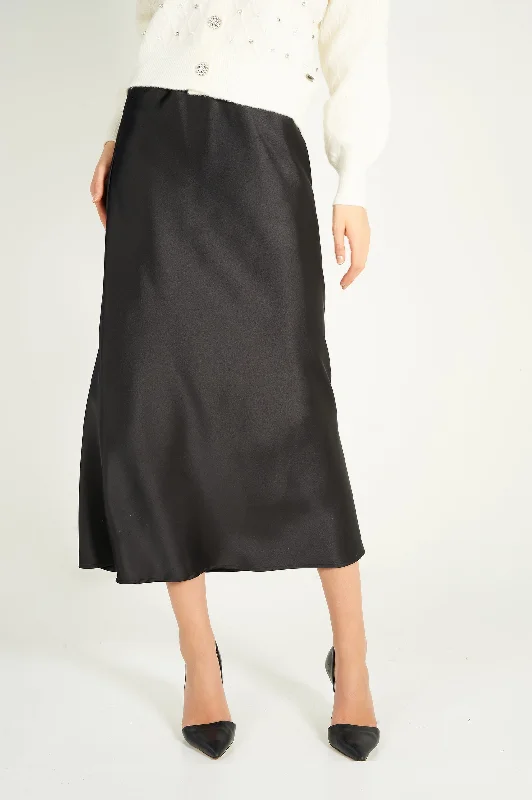 Satin midi skirt - IZEL - (R-A13)