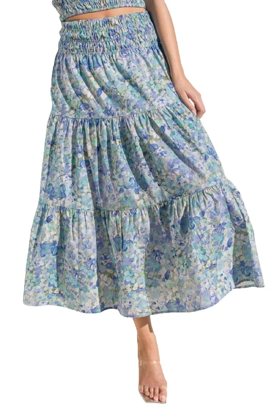 Smock Midi Skirt In Hydrangea