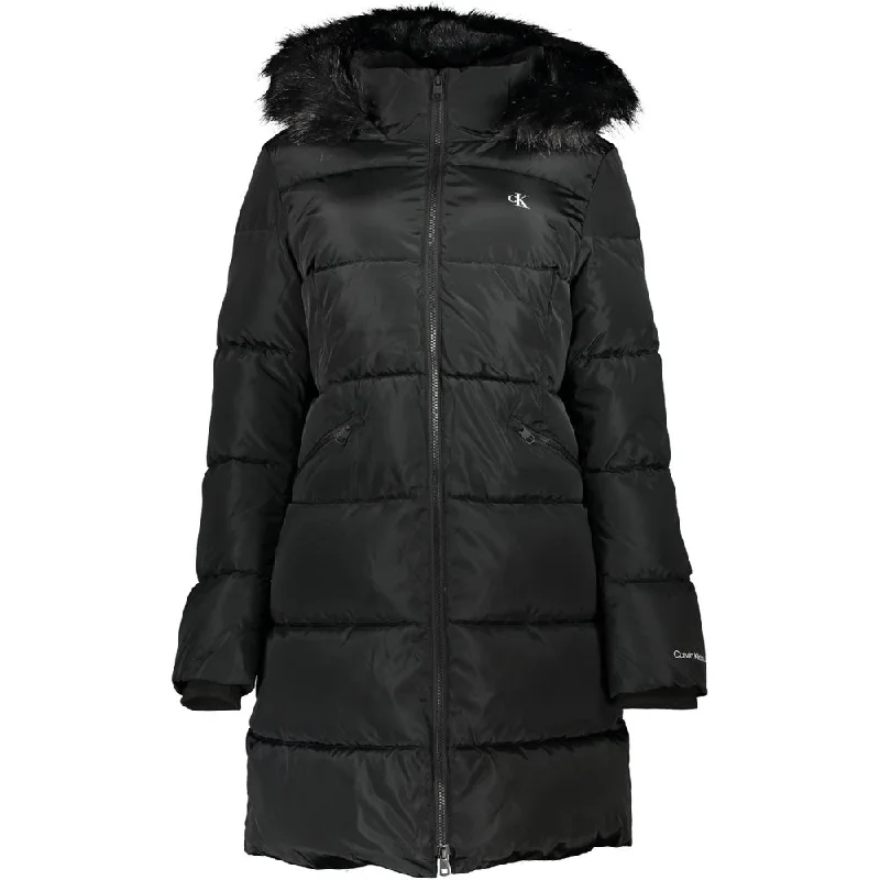 Calvin Klein Chic Hooded Jacket with Removable Fur Women's Detail