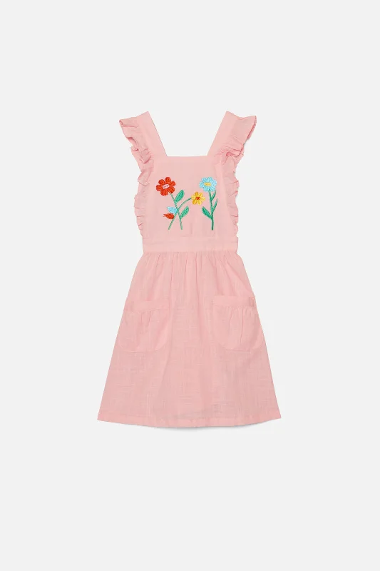 Flower Fields Embroidered Kids Pinafore