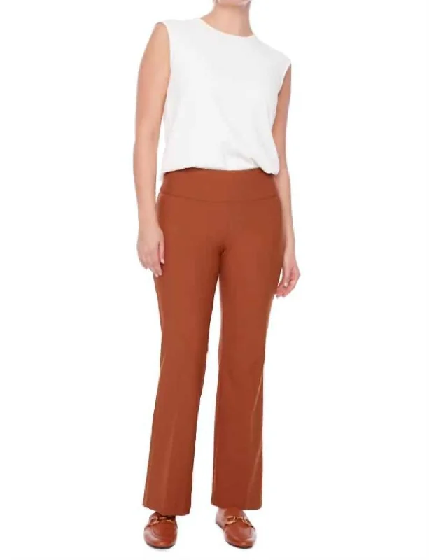 Precision Ponte Slim Boot Leg Pant In Caramel