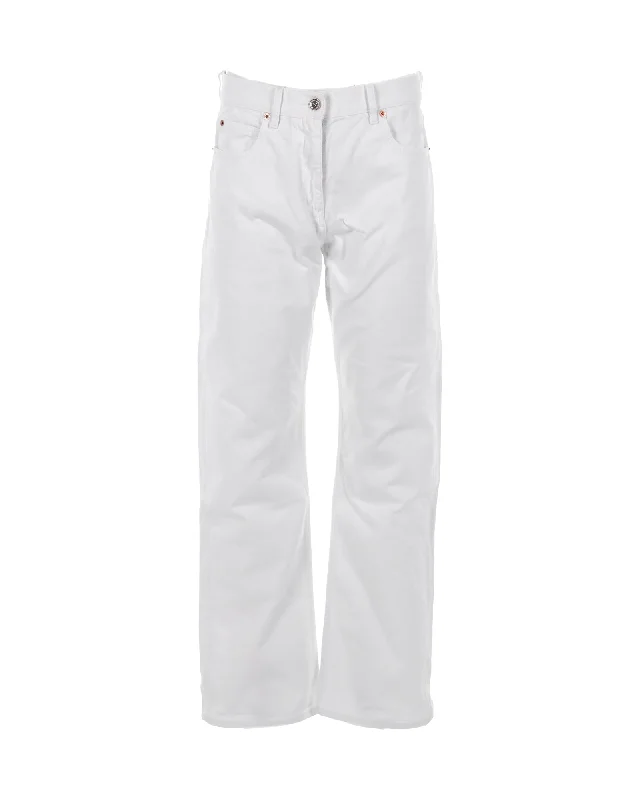 Valentino High-Rise Wide-Leg Jeans in White Cotton