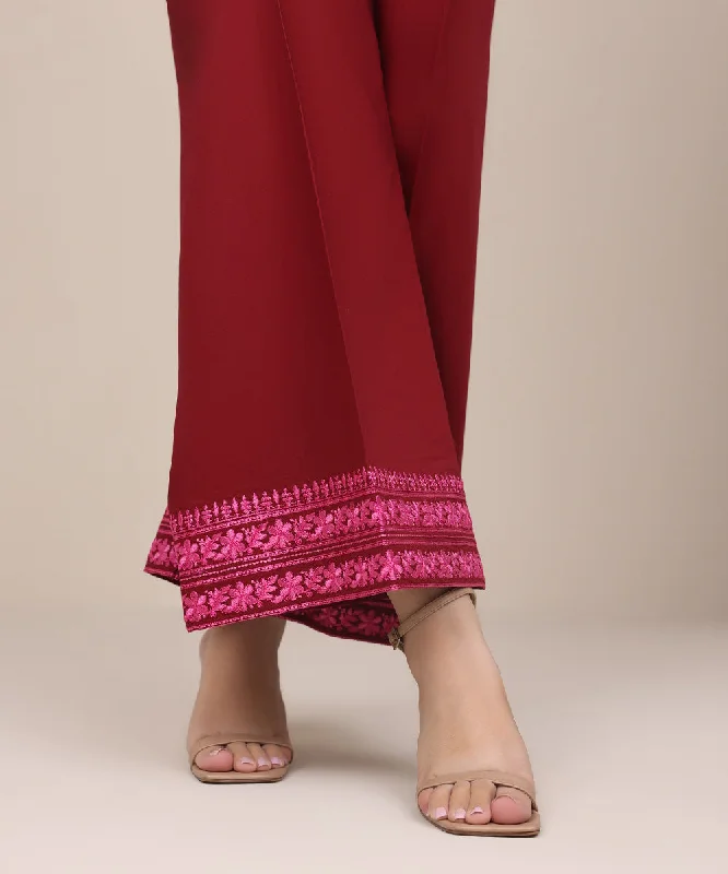 Embroidered Cambric Flared Pants