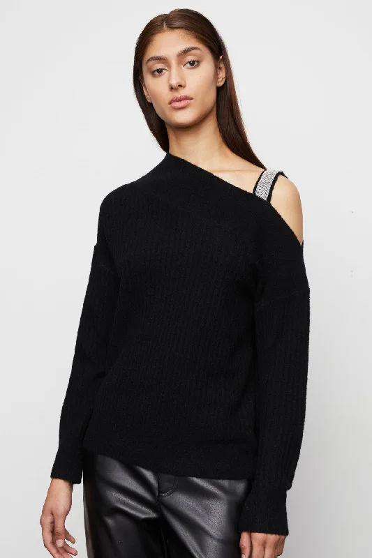 Bailey 44 Kiara Ribbed Asymmetrical Sweater in Black