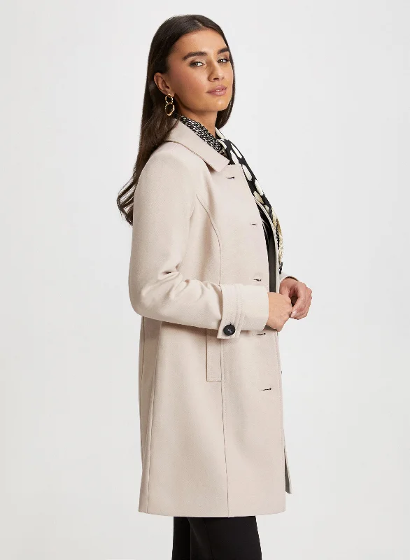 Button Front Tricotine Coat