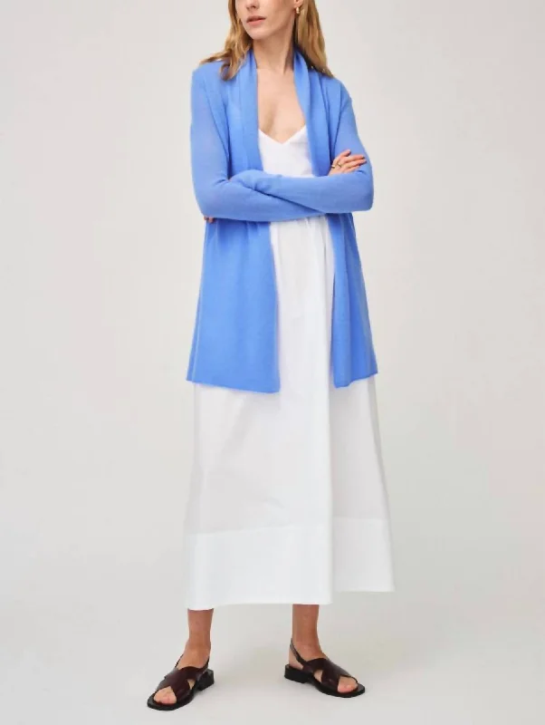 Cashmere Trapeze Cardigan In Cornflower Blue