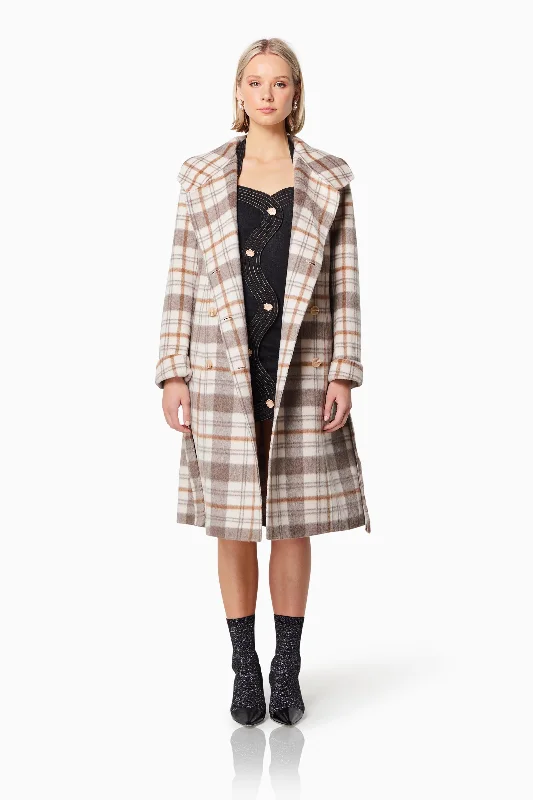 Colorado Midi Coat In Ivory Check