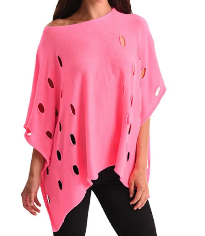 Cut Out Poncho In Pink