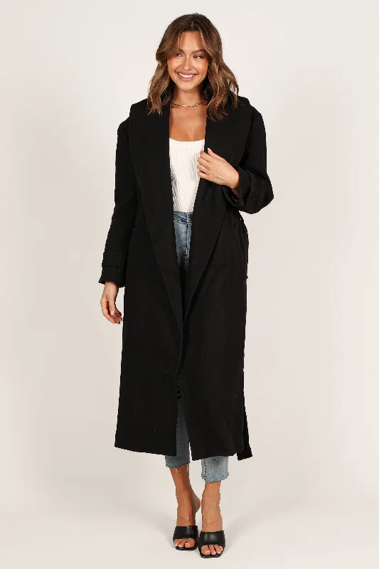 Emersyn Tie Front Coat - Black