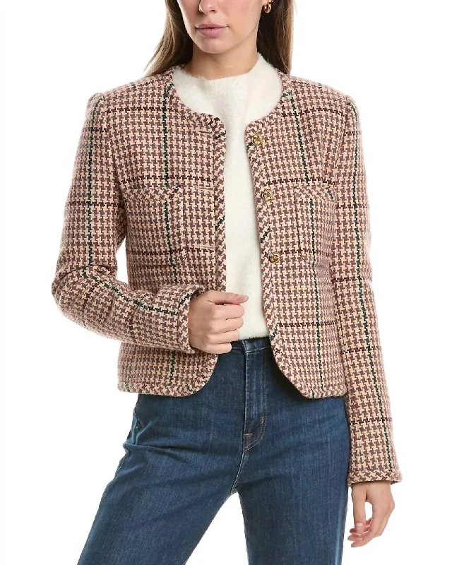 Emilia Knot Button Jacket In Rose And Cream