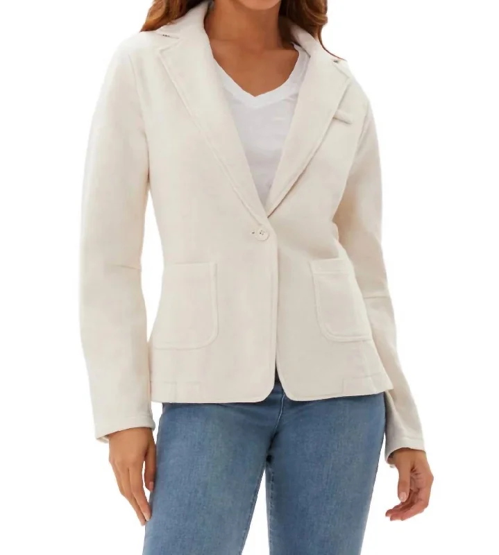 Knit Twill Blazer In Ecru