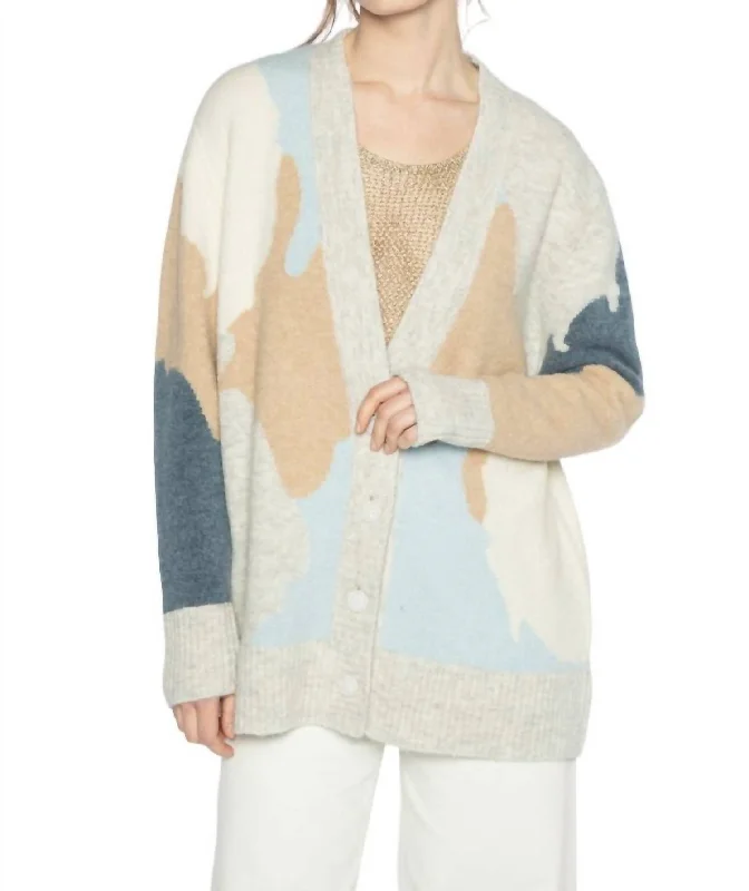 Lofty Intarsia Cardigan In Whisper Multi