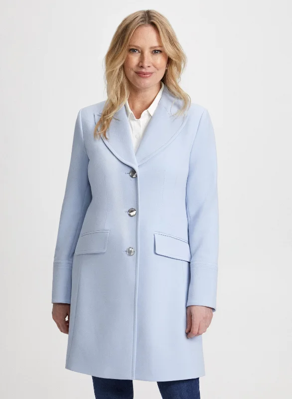 Button Front Tricotine Coat