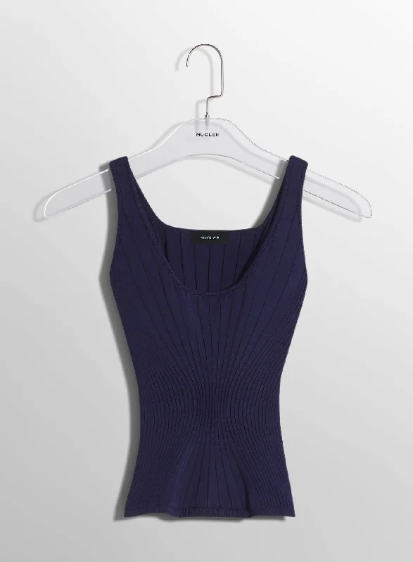 midnight blue sculpting knit tank top