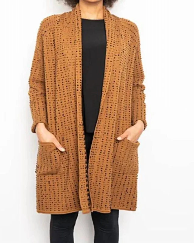 Texture Dot Cardigan In Cinnamon