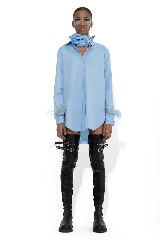 BLUE FEATHER CUFF SHIRT