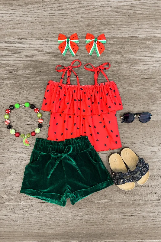 Watermelon Velour Short Set