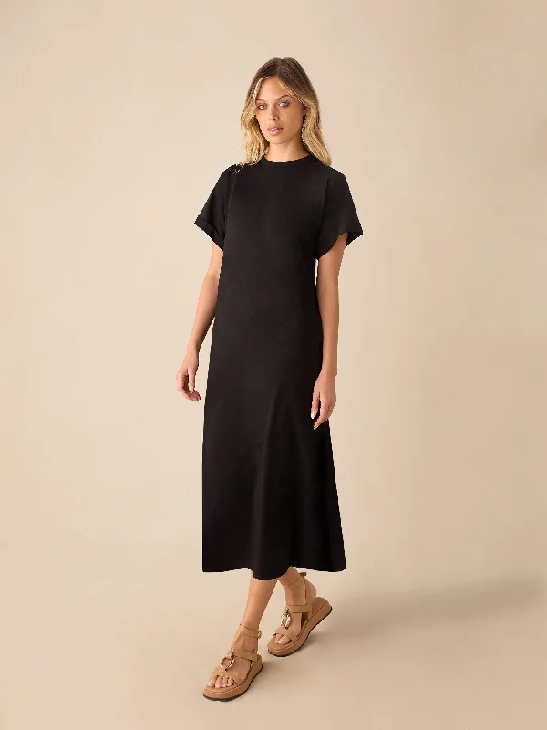 Black Jersey T-Shirt Midi Dress