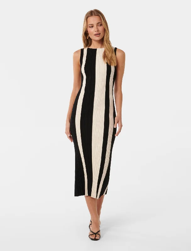 Emmie Vertical Striped Midi Dress